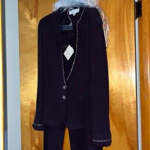 PRICE DROP! St. John Aubergine rhinestone cropped pants 2 piece set